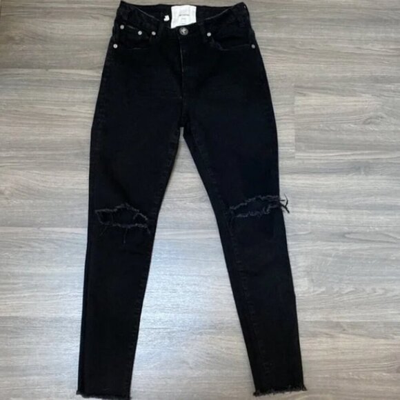 ONE TEASPOON Freebirds Ii High Waist Stretch Black 2 knee-rips Fit Leg R 26 US4 - Picture 16 of 16
